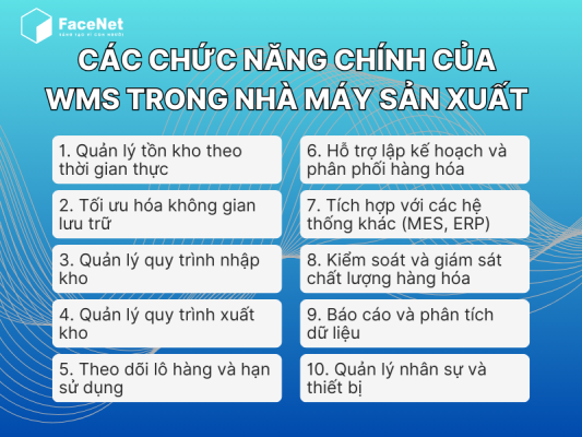 chức năng chính của wms trong nhà máy sản suất